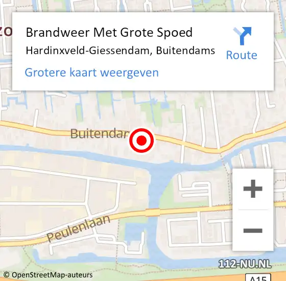 Locatie op kaart van de 112 melding: Brandweer Met Grote Spoed Naar Hardinxveld-Giessendam, Buitendams op 26 januari 2022 00:43