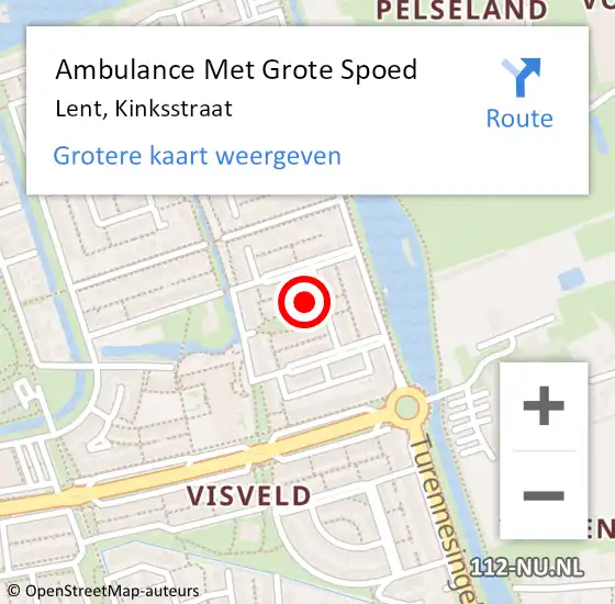 Locatie op kaart van de 112 melding: Ambulance Met Grote Spoed Naar Lent, Kinksstraat op 26 januari 2022 00:48