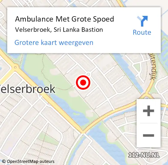 Locatie op kaart van de 112 melding: Ambulance Met Grote Spoed Naar Velserbroek, Sri Lanka Bastion op 26 januari 2022 00:58