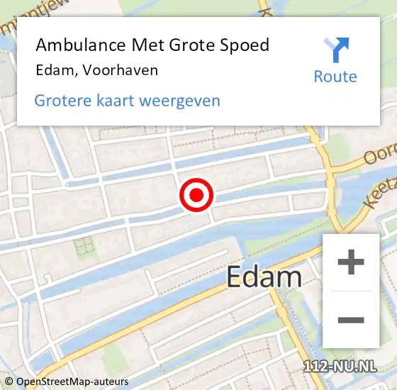 Locatie op kaart van de 112 melding: Ambulance Met Grote Spoed Naar Edam, Voorhaven op 26 januari 2022 01:59