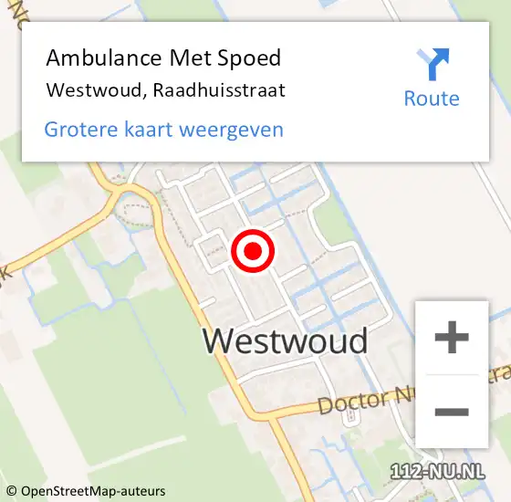 Locatie op kaart van de 112 melding: Ambulance Met Spoed Naar Westwoud, Raadhuisstraat op 26 januari 2022 02:06