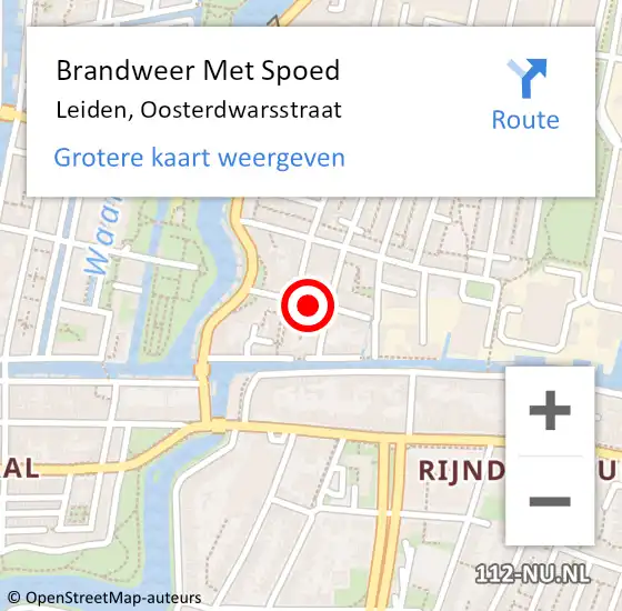 Locatie op kaart van de 112 melding: Brandweer Met Spoed Naar Leiden, Oosterdwarsstraat op 26 januari 2022 02:10