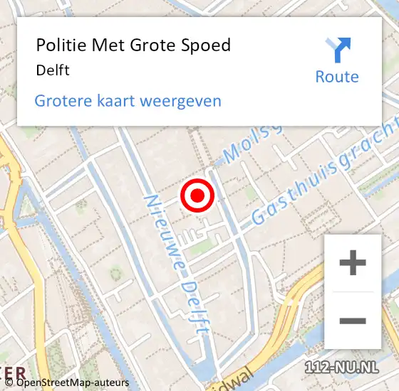 Locatie op kaart van de 112 melding: Politie Met Grote Spoed Naar Delft op 26 januari 2022 02:53
