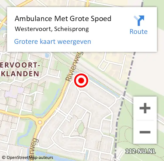 Locatie op kaart van de 112 melding: Ambulance Met Grote Spoed Naar Westervoort, Scheisprong op 26 januari 2022 02:56