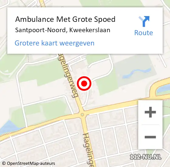 Locatie op kaart van de 112 melding: Ambulance Met Grote Spoed Naar Santpoort-Noord, Kweekerslaan op 26 januari 2022 02:57