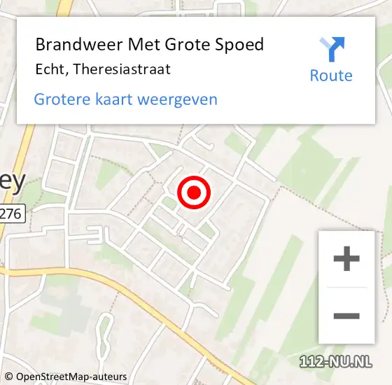 Locatie op kaart van de 112 melding: Brandweer Met Grote Spoed Naar Echt, Theresiastraat op 26 januari 2022 05:13