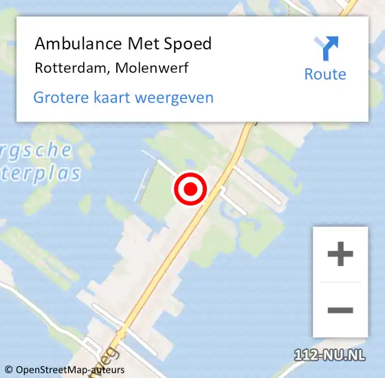 Locatie op kaart van de 112 melding: Ambulance Met Spoed Naar Rotterdam, Molenwerf op 26 januari 2022 05:13