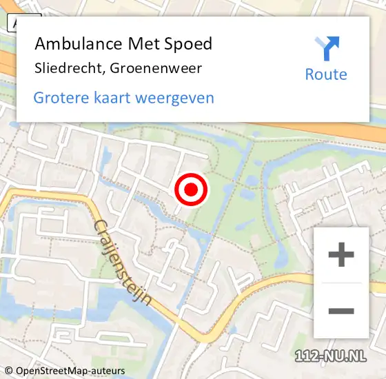 Locatie op kaart van de 112 melding: Ambulance Met Spoed Naar Sliedrecht, Groenenweer op 26 januari 2022 05:20