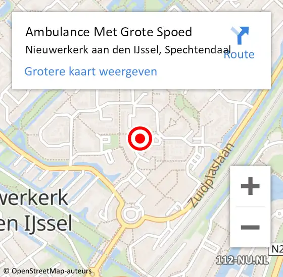 Locatie op kaart van de 112 melding: Ambulance Met Grote Spoed Naar Nieuwerkerk aan den IJssel, Spechtendaal op 26 januari 2022 05:44