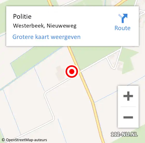Locatie op kaart van de 112 melding: Politie Westerbeek, Nieuweweg op 26 januari 2022 06:03