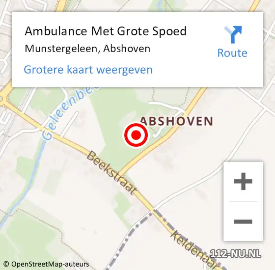 Locatie op kaart van de 112 melding: Ambulance Met Grote Spoed Naar Munstergeleen, Abshoven op 6 juli 2014 11:17