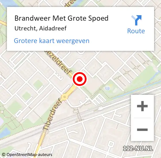 Locatie op kaart van de 112 melding: Brandweer Met Grote Spoed Naar Utrecht, Aidadreef op 26 januari 2022 07:19