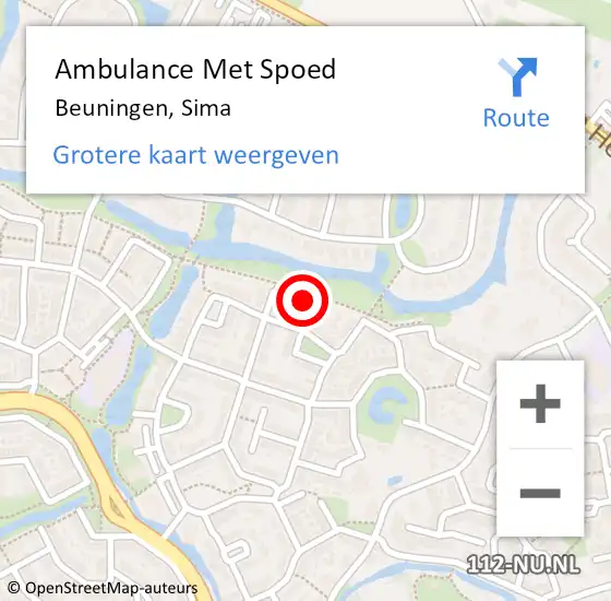 Locatie op kaart van de 112 melding: Ambulance Met Spoed Naar Beuningen, Sima op 26 januari 2022 07:44