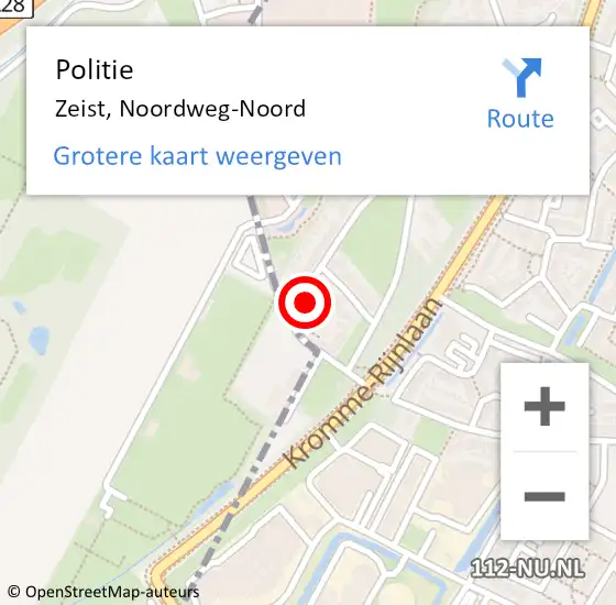 Locatie op kaart van de 112 melding: Politie Zeist, Noordweg-Noord op 26 januari 2022 07:52