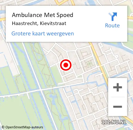 Locatie op kaart van de 112 melding: Ambulance Met Spoed Naar Haastrecht, Kievitstraat op 26 januari 2022 08:04