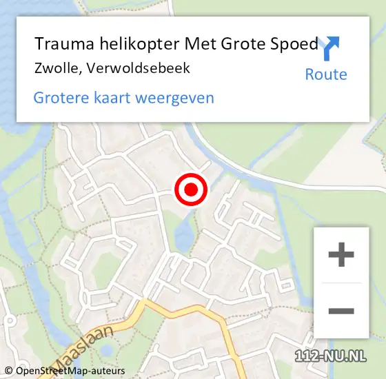 Locatie op kaart van de 112 melding: Trauma helikopter Met Grote Spoed Naar Zwolle, Verwoldsebeek op 26 januari 2022 08:43