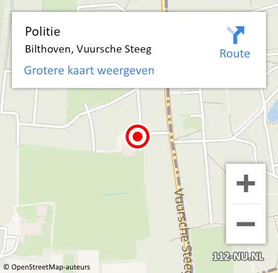 Locatie op kaart van de 112 melding: Politie Bilthoven, Vuursche Steeg op 26 januari 2022 08:54