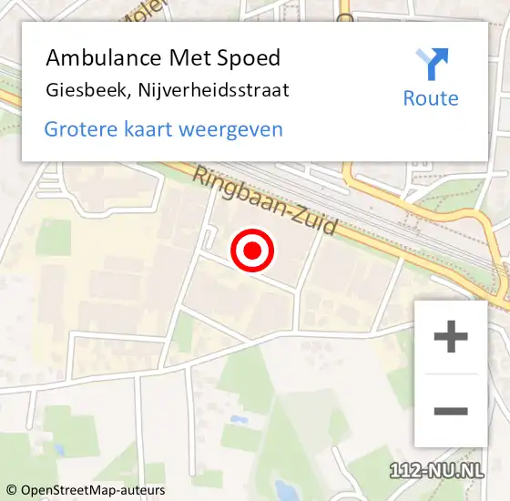 Locatie op kaart van de 112 melding: Ambulance Met Spoed Naar Giesbeek, Nijverheidsstraat op 26 januari 2022 08:56