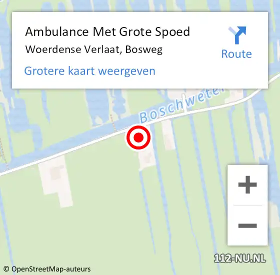 Locatie op kaart van de 112 melding: Ambulance Met Grote Spoed Naar Woerdense Verlaat, Bosweg op 26 januari 2022 08:59