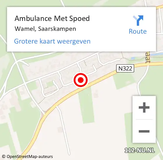 Locatie op kaart van de 112 melding: Ambulance Met Spoed Naar Wamel, Saarskampen op 26 januari 2022 09:11