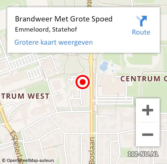 Locatie op kaart van de 112 melding: Brandweer Met Grote Spoed Naar Emmeloord, Statehof op 26 januari 2022 09:21