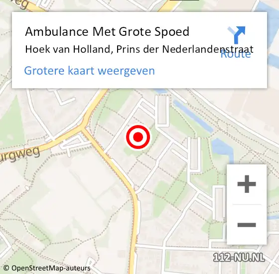 Locatie op kaart van de 112 melding: Ambulance Met Grote Spoed Naar Hoek van Holland, Prins der Nederlandenstraat op 26 januari 2022 09:22