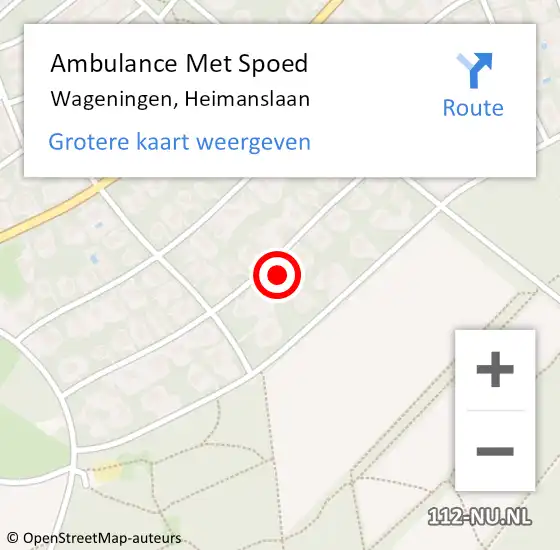 Locatie op kaart van de 112 melding: Ambulance Met Spoed Naar Wageningen, Heimanslaan op 26 januari 2022 09:33