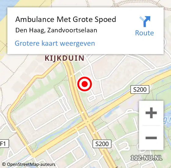 Locatie op kaart van de 112 melding: Ambulance Met Grote Spoed Naar Den Haag, Zandvoortselaan op 26 januari 2022 09:46