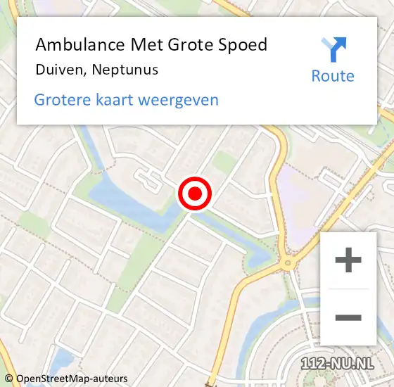 Locatie op kaart van de 112 melding: Ambulance Met Grote Spoed Naar Duiven, Neptunus op 26 januari 2022 09:52