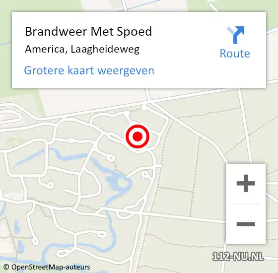 Locatie op kaart van de 112 melding: Brandweer Met Spoed Naar America, Laagheideweg op 26 januari 2022 10:17