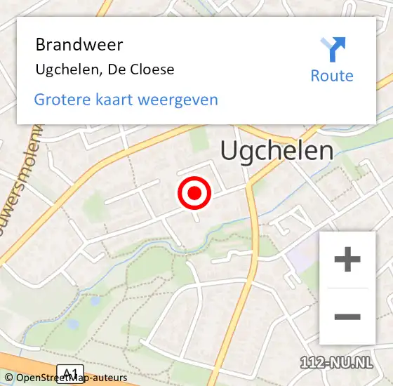 Locatie op kaart van de 112 melding: Brandweer Ugchelen, De Cloese op 26 januari 2022 10:30