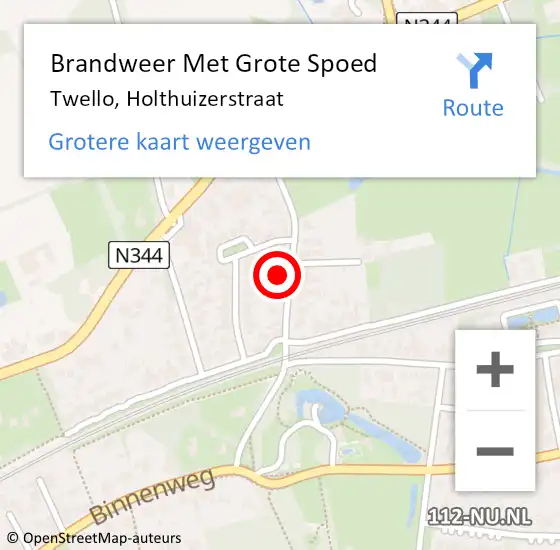 Locatie op kaart van de 112 melding: Brandweer Met Grote Spoed Naar Twello, Holthuizerstraat op 26 januari 2022 11:01