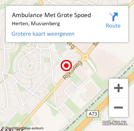 Locatie op kaart van de 112 melding: Ambulance Met Grote Spoed Naar Herten, Mussenberg op 26 januari 2022 11:02