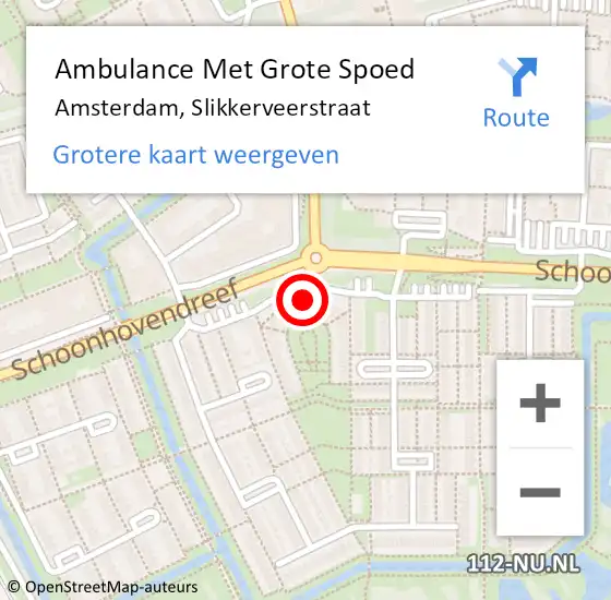 Locatie op kaart van de 112 melding: Ambulance Met Grote Spoed Naar Amsterdam-Zuidoost, Slikkerveerstraat op 26 januari 2022 11:22