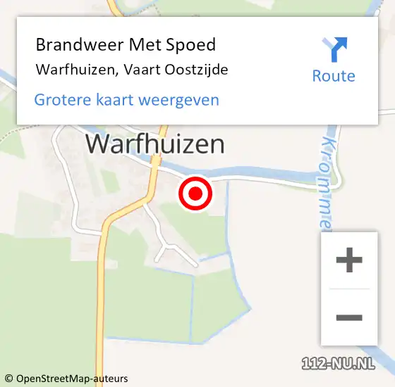 Locatie op kaart van de 112 melding: Brandweer Met Spoed Naar Warfhuizen, Vaart Oostzijde op 26 januari 2022 11:28