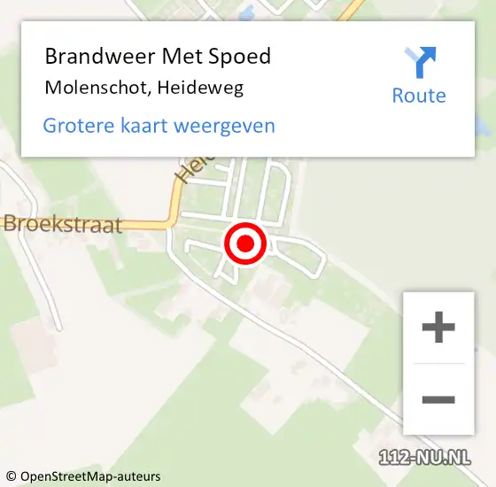 Locatie op kaart van de 112 melding: Brandweer Met Spoed Naar Molenschot, Heideweg op 26 januari 2022 11:29