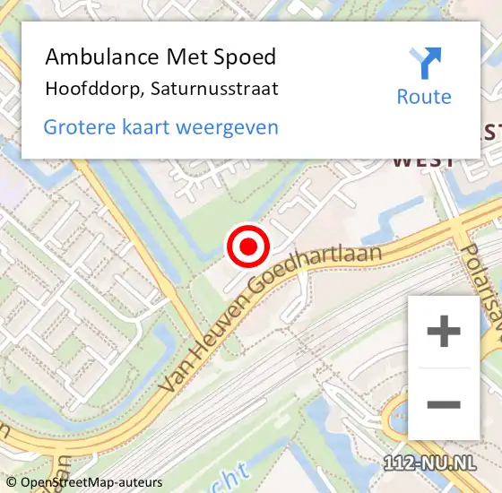 Locatie op kaart van de 112 melding: Ambulance Met Spoed Naar Hoofddorp, Saturnusstraat op 26 januari 2022 11:33