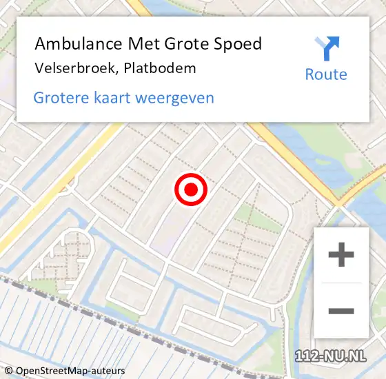 Locatie op kaart van de 112 melding: Ambulance Met Grote Spoed Naar Velserbroek, Platbodem op 26 januari 2022 11:40