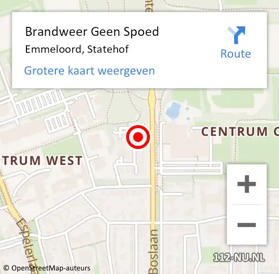 Locatie op kaart van de 112 melding: Brandweer Geen Spoed Naar Emmeloord, Statehof op 26 januari 2022 12:01