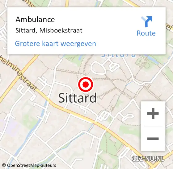 Locatie op kaart van de 112 melding: Ambulance Sittard, Misboekstraat op 6 juli 2014 11:50