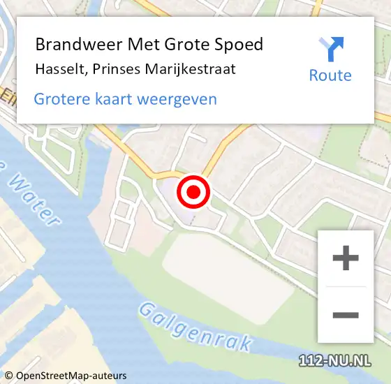 Locatie op kaart van de 112 melding: Brandweer Met Grote Spoed Naar Hasselt, Prinses Marijkestraat op 26 januari 2022 12:16