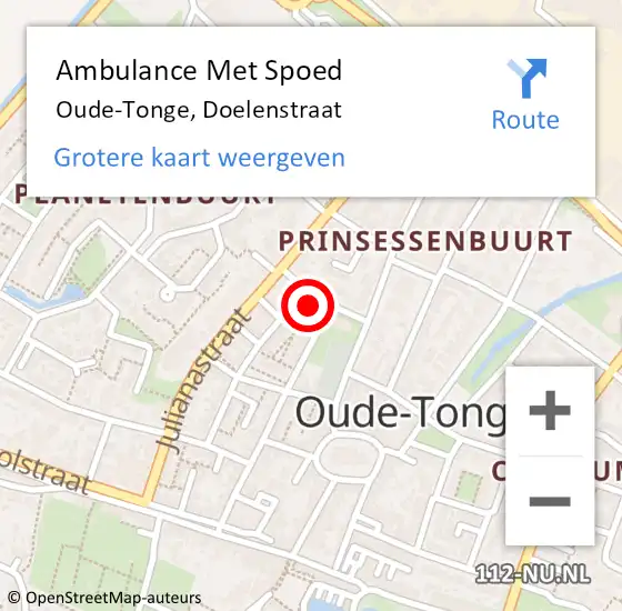 Locatie op kaart van de 112 melding: Ambulance Met Spoed Naar Oude-Tonge, Doelenstraat op 26 januari 2022 12:22