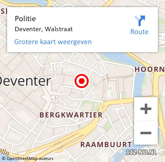 Locatie op kaart van de 112 melding: Politie Deventer, Walstraat op 26 januari 2022 12:26