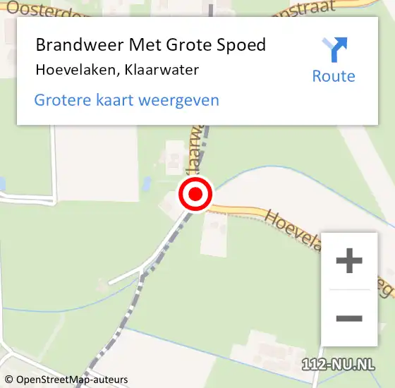 Locatie op kaart van de 112 melding: Brandweer Met Grote Spoed Naar Hoevelaken, Klaarwater op 26 januari 2022 12:31