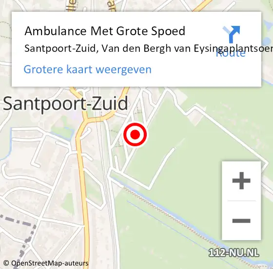 Locatie op kaart van de 112 melding: Ambulance Met Grote Spoed Naar Santpoort-Zuid, Van den Bergh van Eysingaplantsoen op 26 januari 2022 12:33