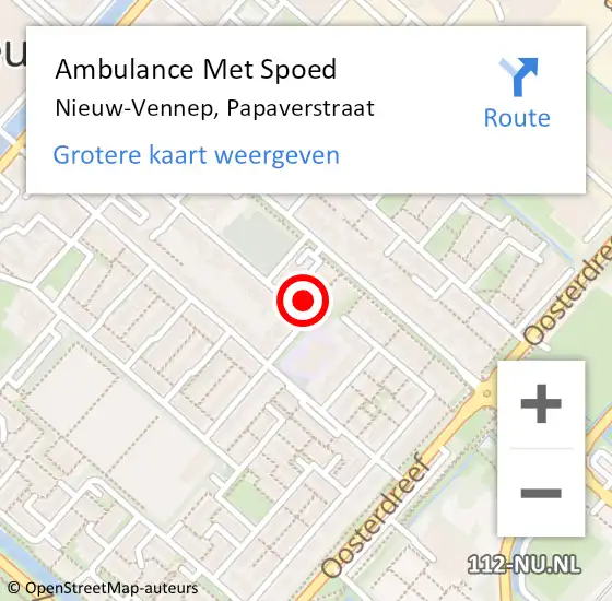 Locatie op kaart van de 112 melding: Ambulance Met Spoed Naar Nieuw-Vennep, Papaverstraat op 26 januari 2022 12:41