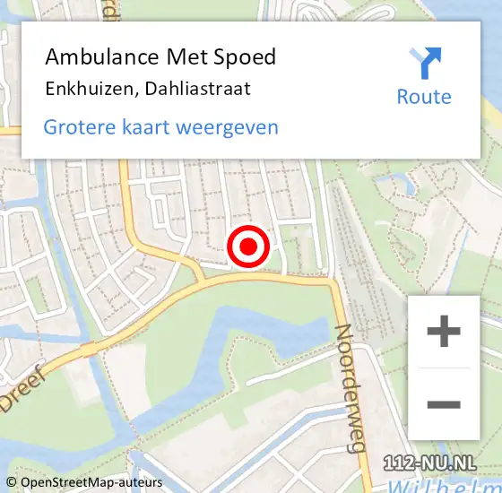 Locatie op kaart van de 112 melding: Ambulance Met Spoed Naar Enkhuizen, Dahliastraat op 26 januari 2022 12:43