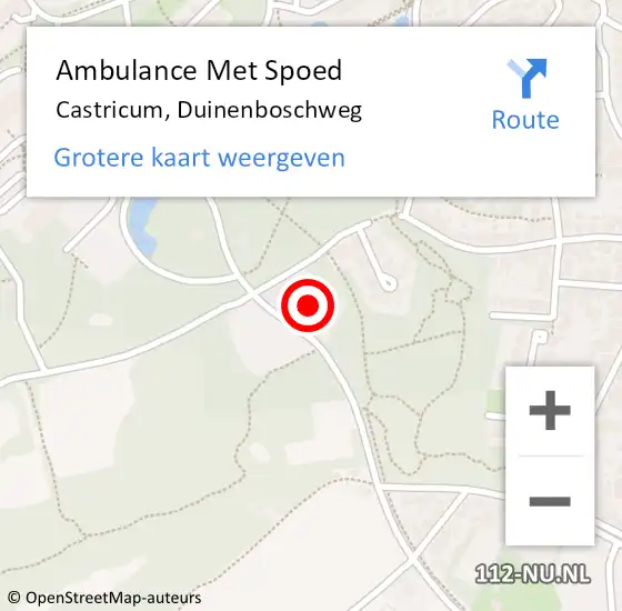 Locatie op kaart van de 112 melding: Ambulance Met Spoed Naar Castricum, Duinenboschweg op 26 januari 2022 12:55