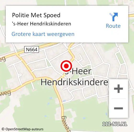 Locatie op kaart van de 112 melding: Politie Met Spoed Naar 's-Heer Hendrikskinderen op 26 januari 2022 13:03