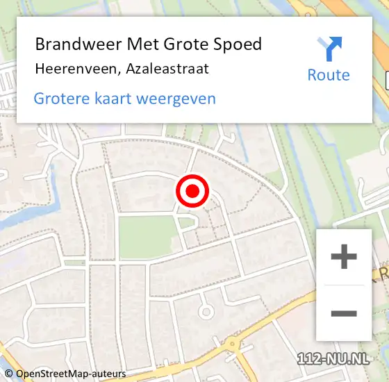 Locatie op kaart van de 112 melding: Brandweer Met Grote Spoed Naar Heerenveen, Azaleastraat op 26 januari 2022 13:04